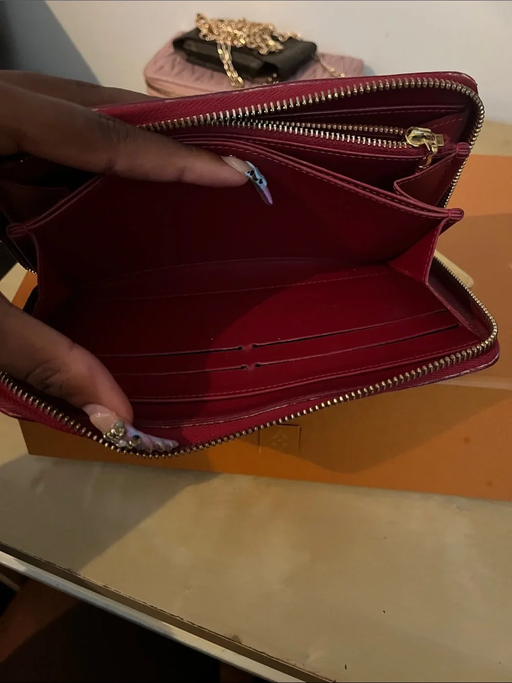 Louis Vuitton Red Monogram Vernis Zippy Wallet